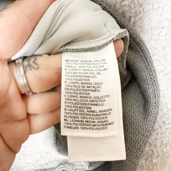 The North Face Jacket Women's Gray Teddy Fleece Deep Pile Sweatshirt sz M - Picture 4 of 9